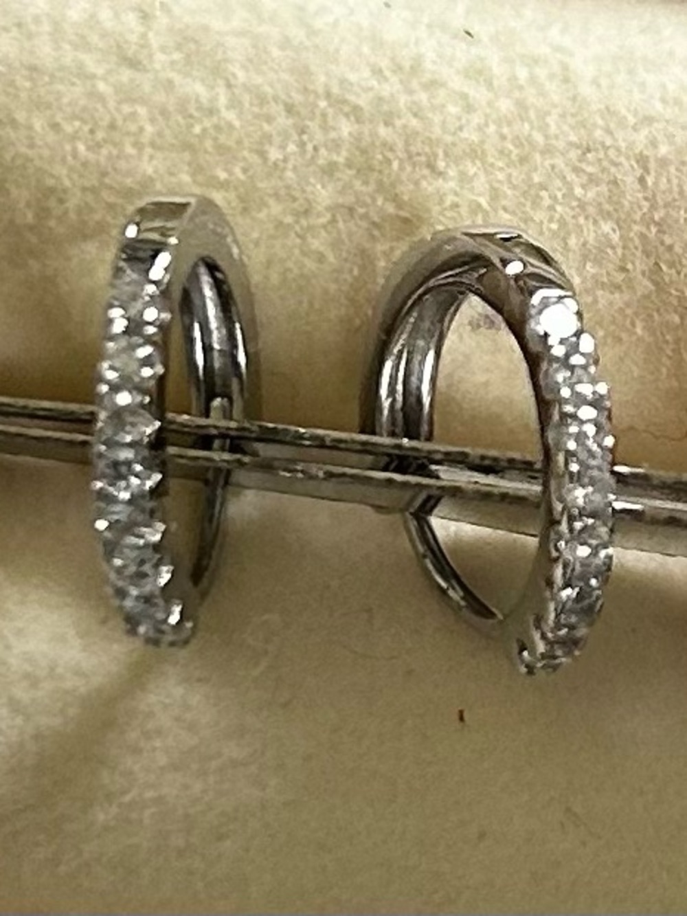 Classic 925 Silver Hoop Earrings with Clear Stones - Women's Jewelry